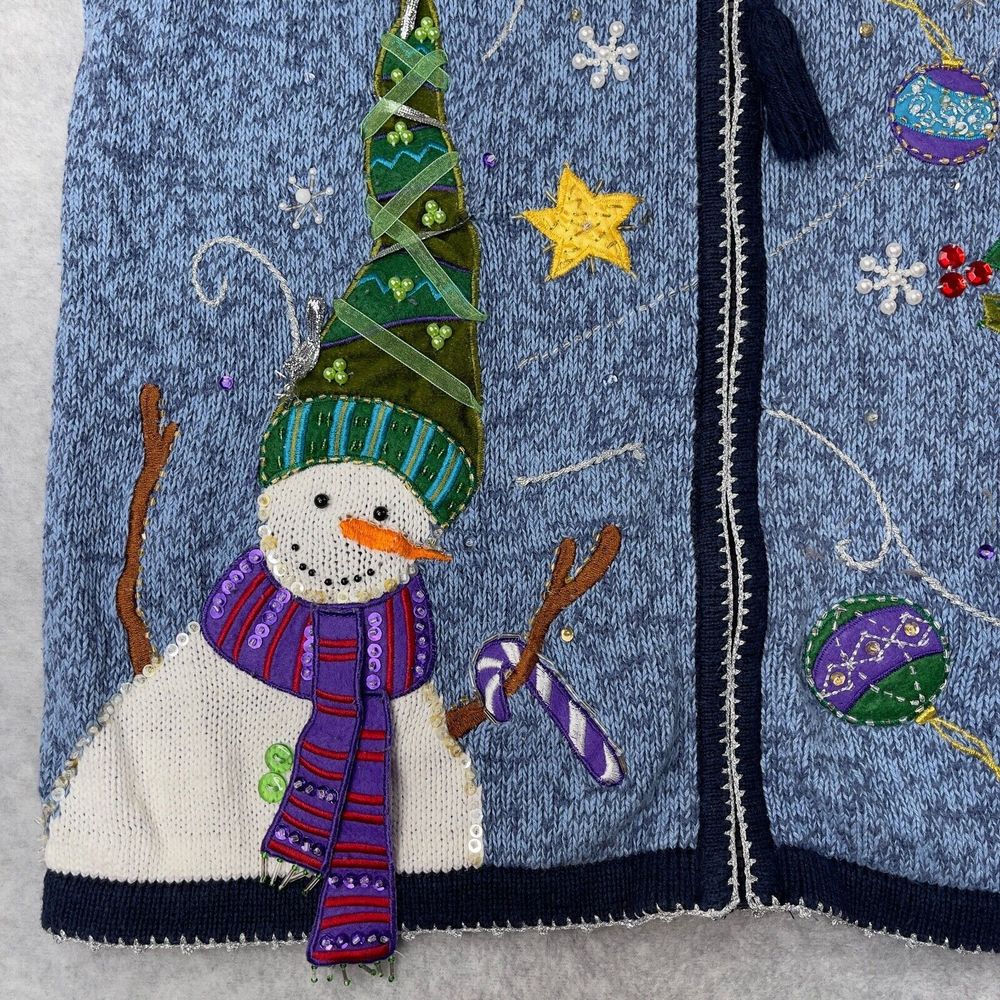 White Stag Snowman Vest Womens Plus 16W Winter Christmas Top - Picture 2 of 11